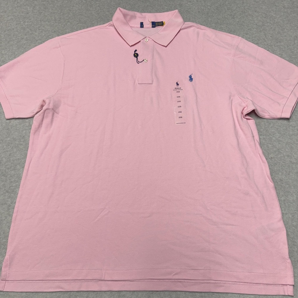Polo Ralph Lauren Polo Shirt Mens 2XB Pink Iconic Mesh Big & Tall Classic Fit